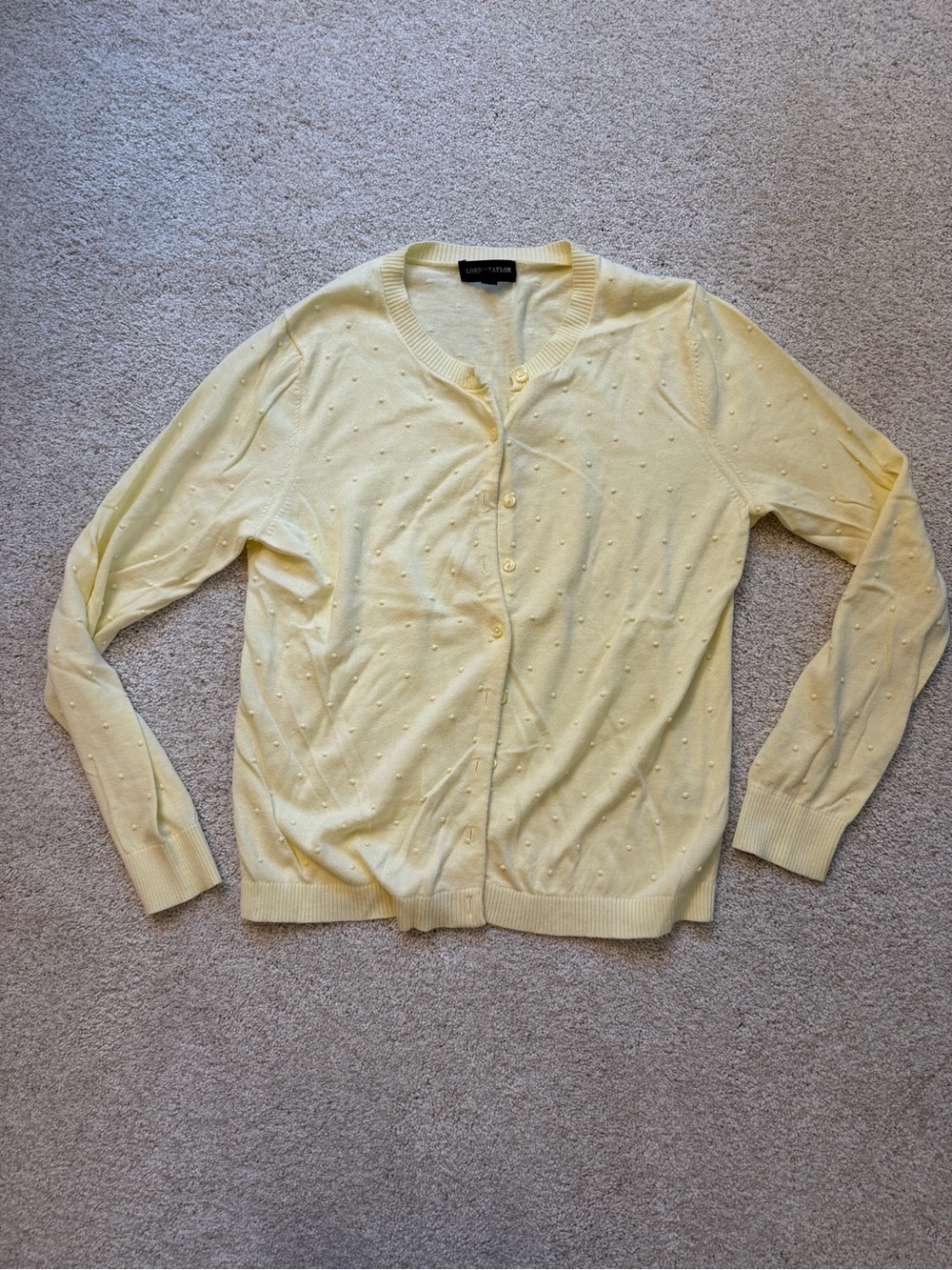 Lord & Taylor Soft Yellow Petite Cardigan